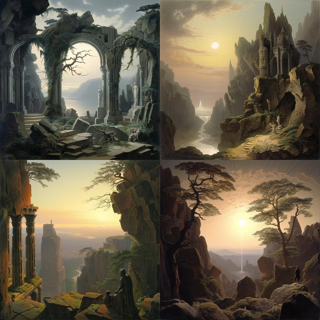 Karl Friedrich Schinkel style, Midjourney V5, render 1 of 4