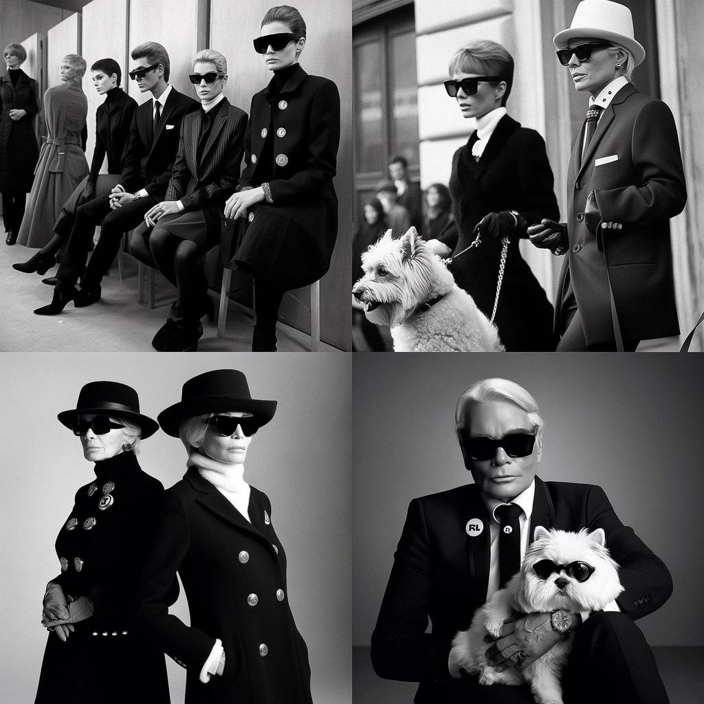 Karl Lagerfeld style, Midjourney V5, render 1 of 4