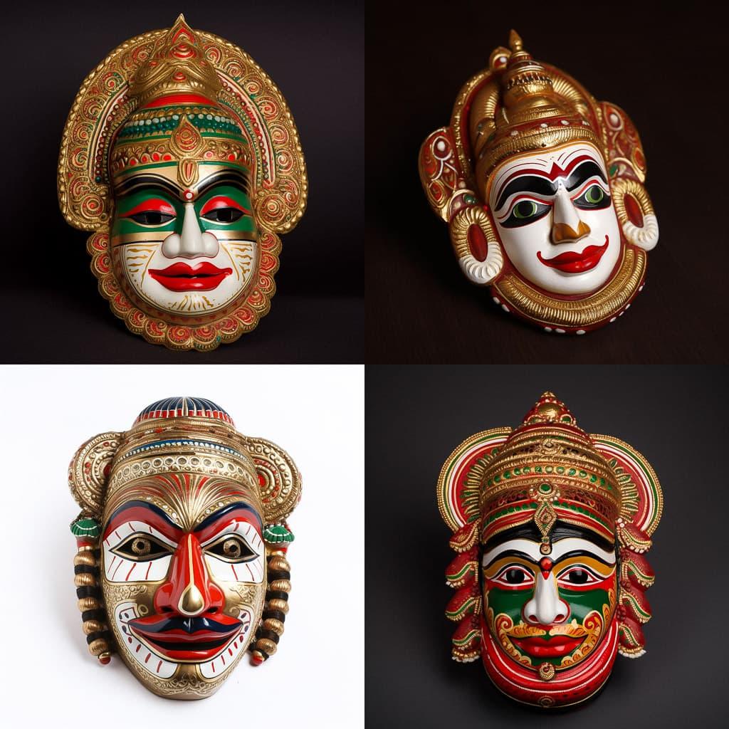 Kathakali mask style, Midjourney V5, render 1 of 4