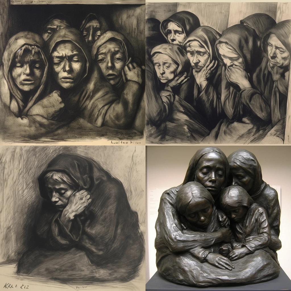 Kathe Kollwitz style, Midjourney V5, render 1 of 4