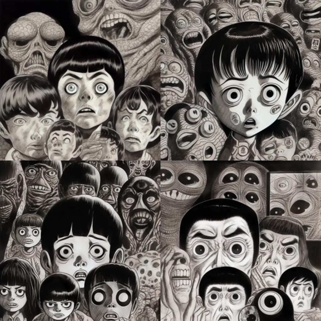 Kazuo Umezu style, Midjourney V5, render 1 of 4
