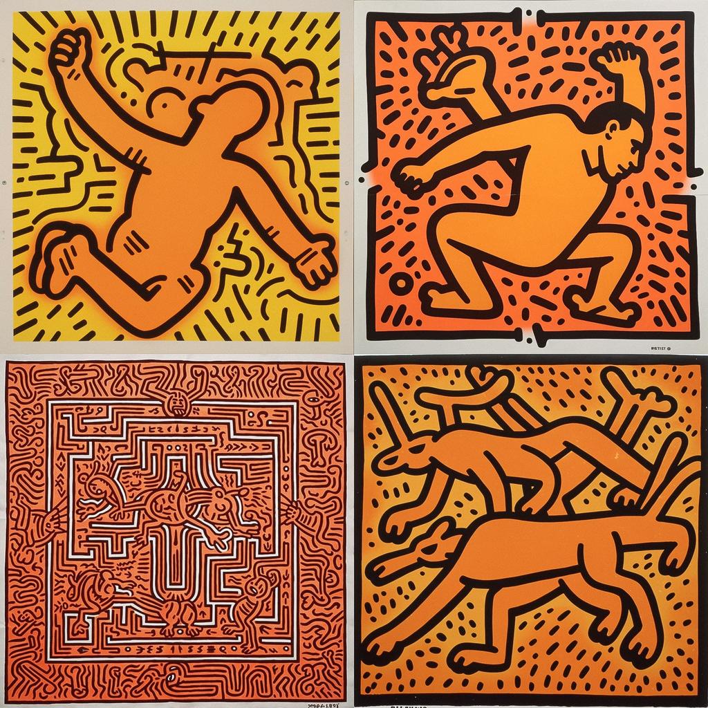 Keith Haring style, Midjourney V5, render 1 of 4