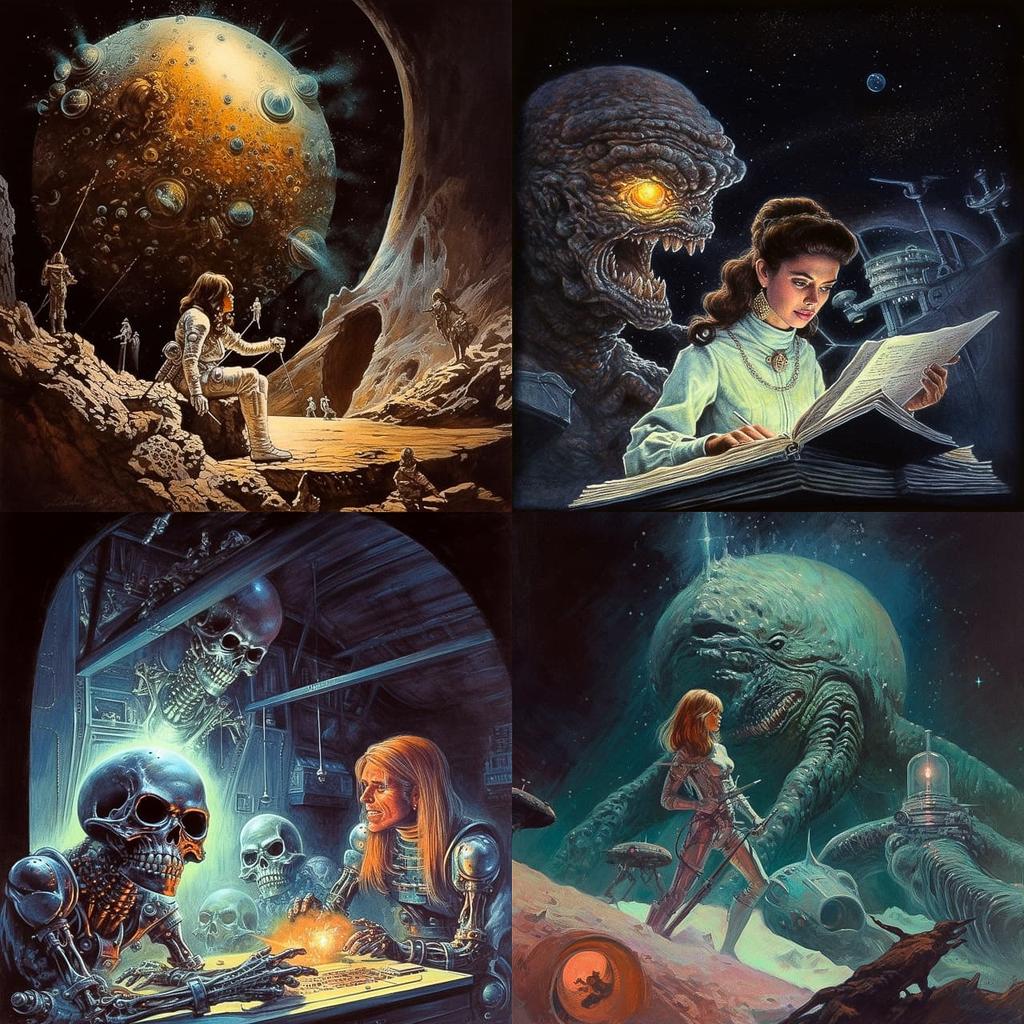 Kelly Freas style, Midjourney V5, render 1 of 4