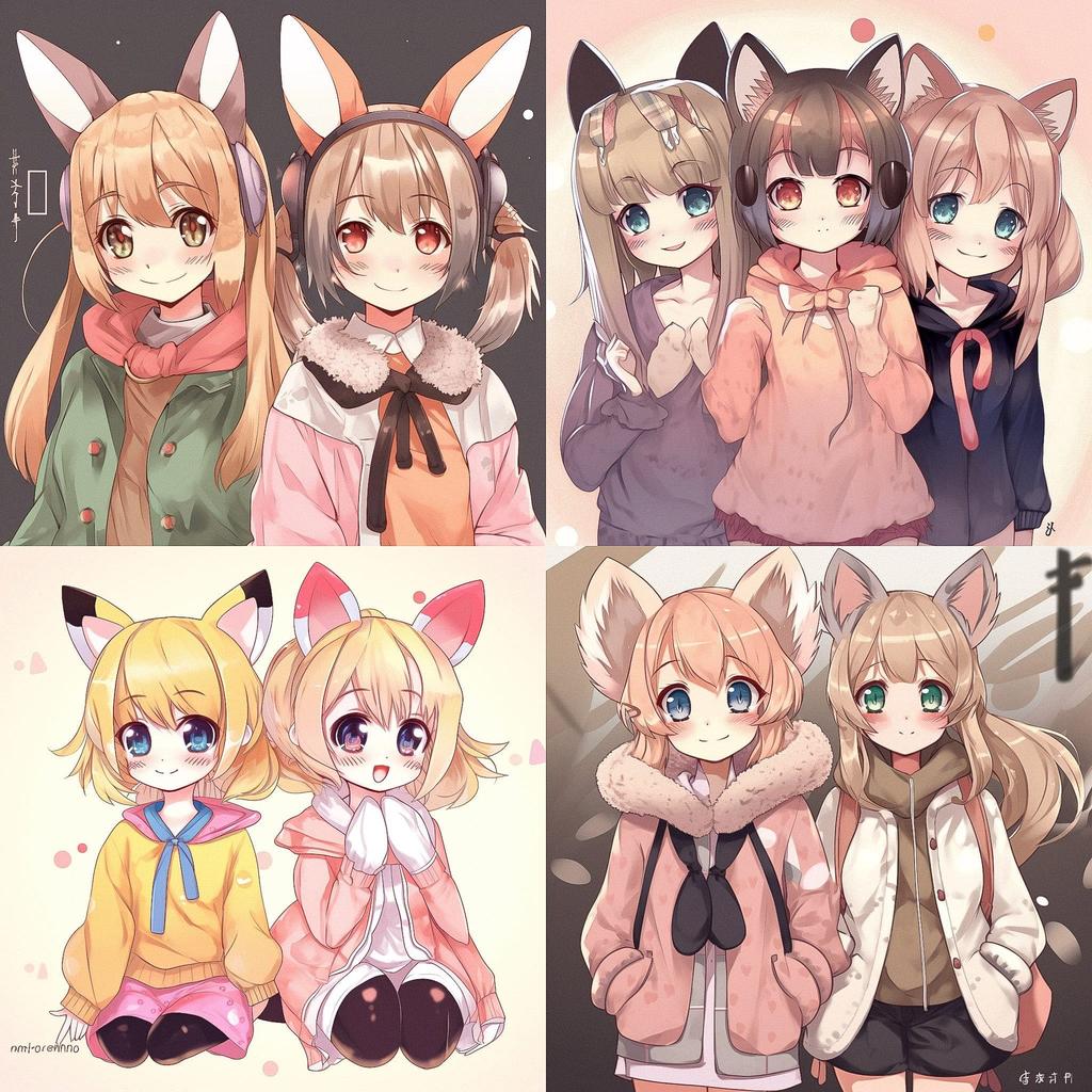 Kemonomimi anime style style, Midjourney V5, render 1 of 4