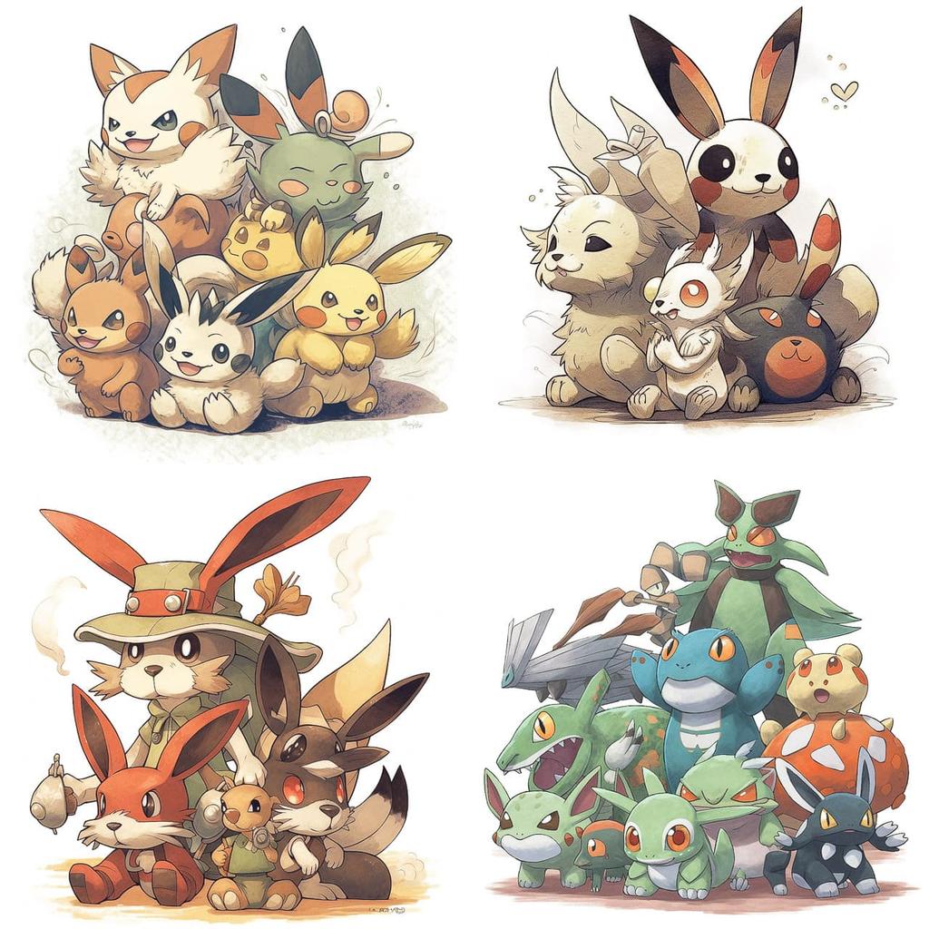 Ken Sugimori style, Midjourney V5, render 1 of 4