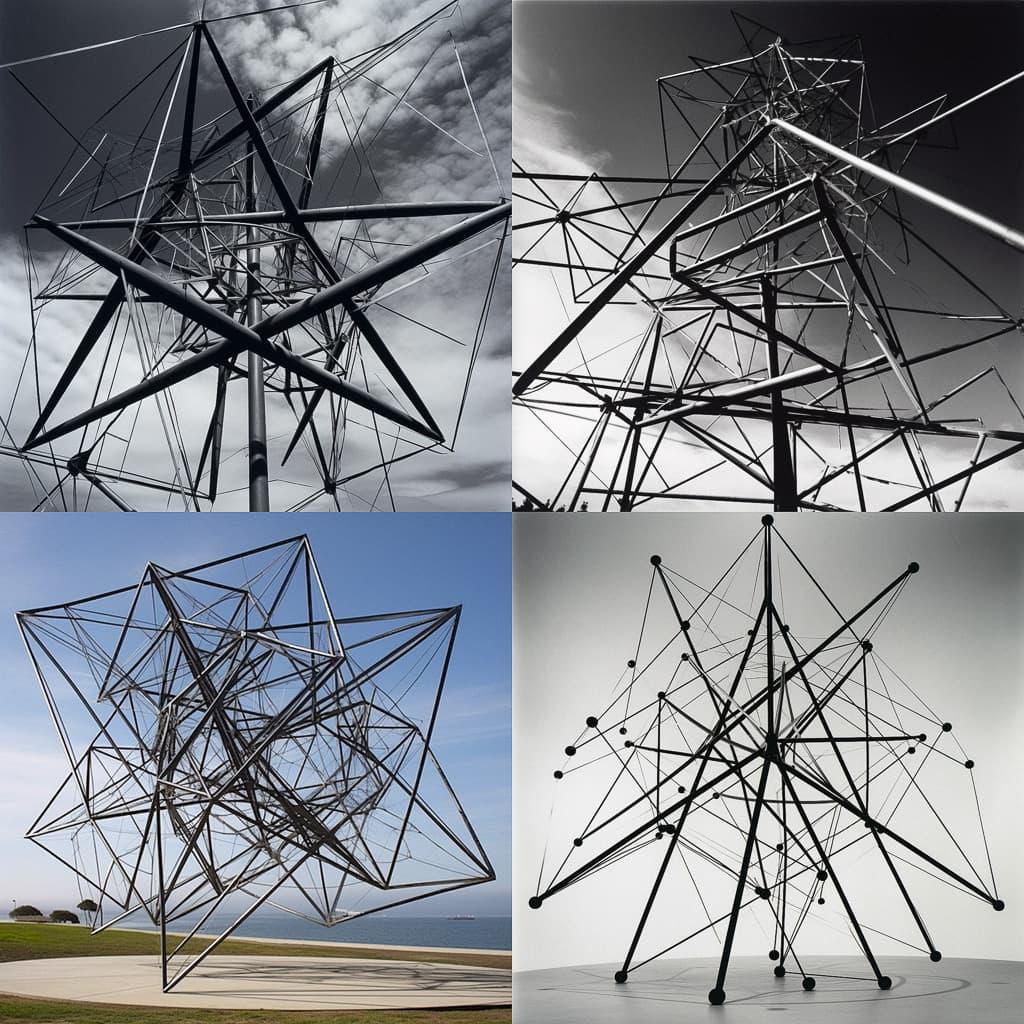 Kenneth Snelson style, Midjourney V5, render 1 of 4