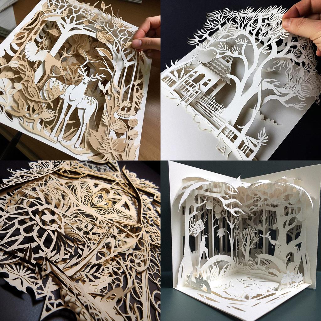 Kirigami style, Midjourney V5, render 1 of 4