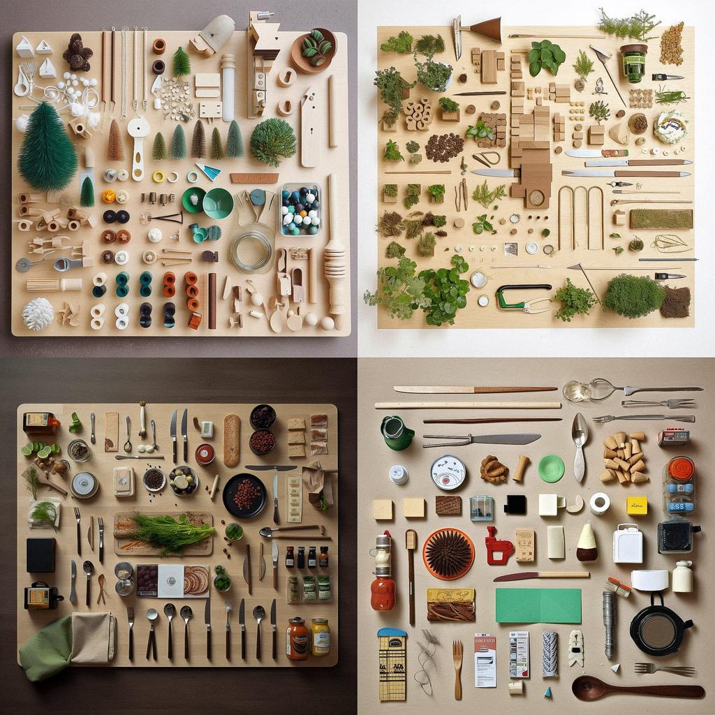 Knolling style, Midjourney V5, render 1 of 4