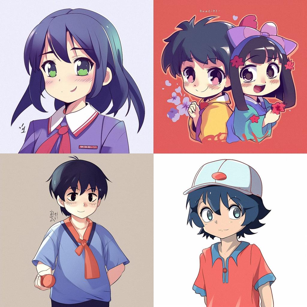 Kodomomuke anime style style, Midjourney V5, render 1 of 4