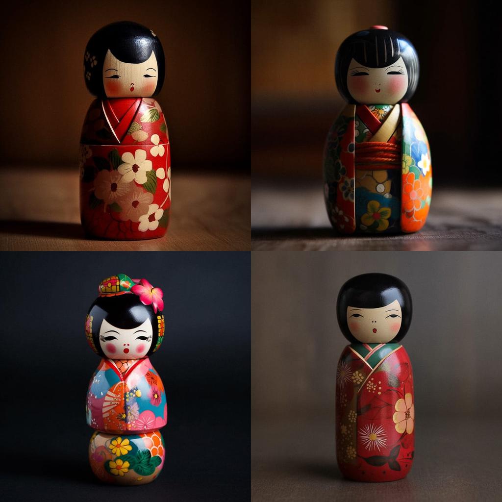 Kokeshi doll style, Midjourney V5, render 1 of 4