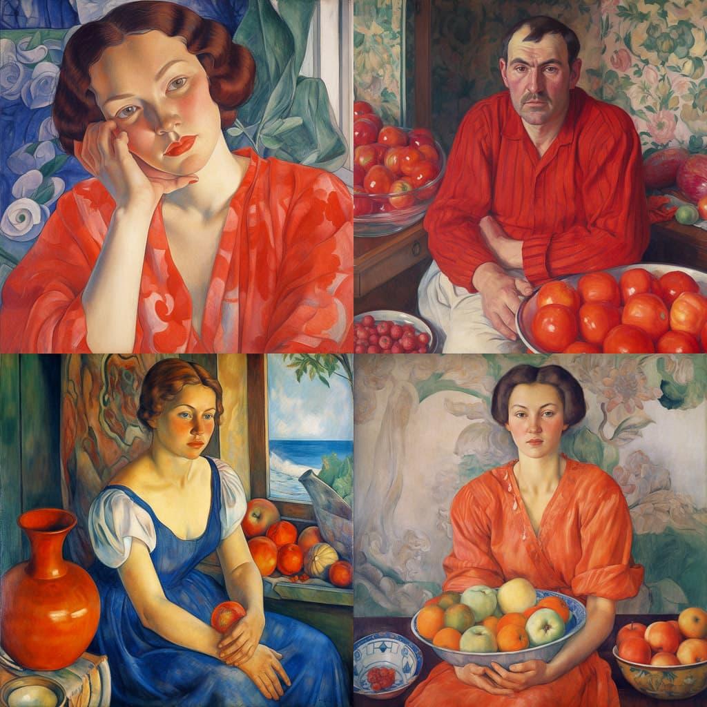 Kuzma Petrov-Vodkin style, Midjourney V5, render 1 of 4