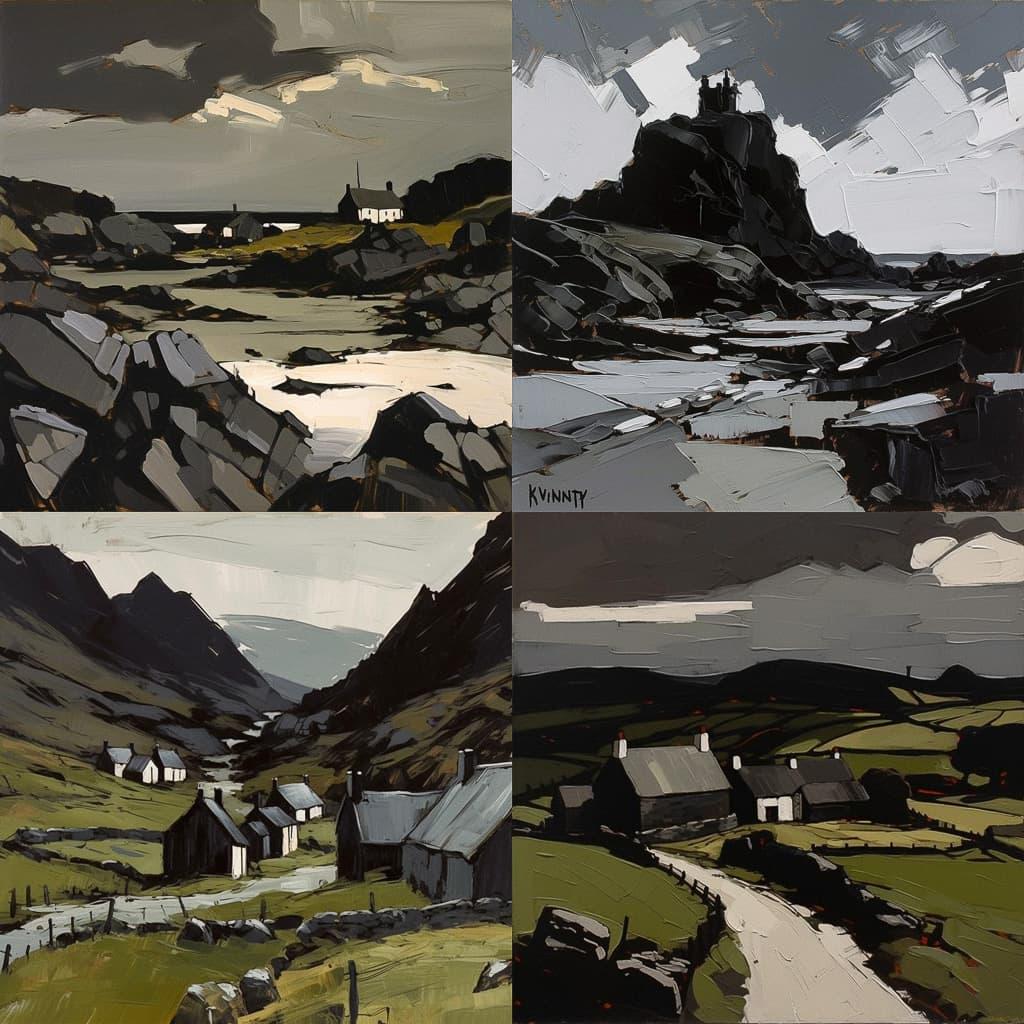 Kyffin Williams style, Midjourney V5, render 1 of 4