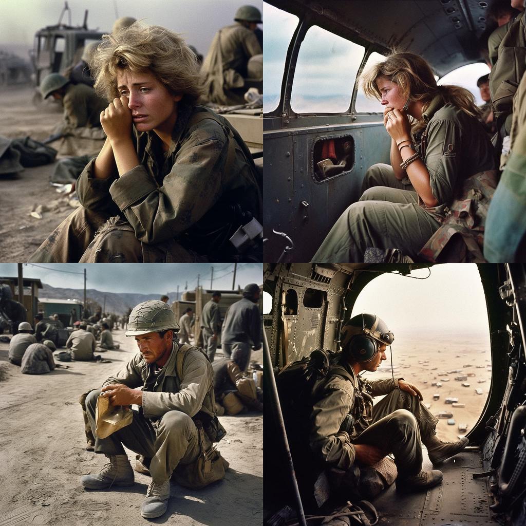 Larry Burrows style, Midjourney V5, render 1 of 4