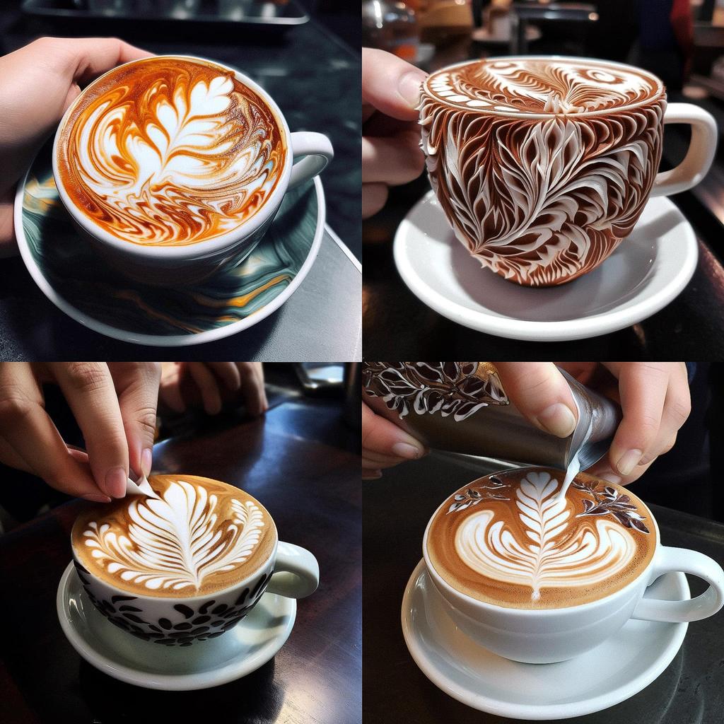 Latte art style, Midjourney V5, render 1 of 4