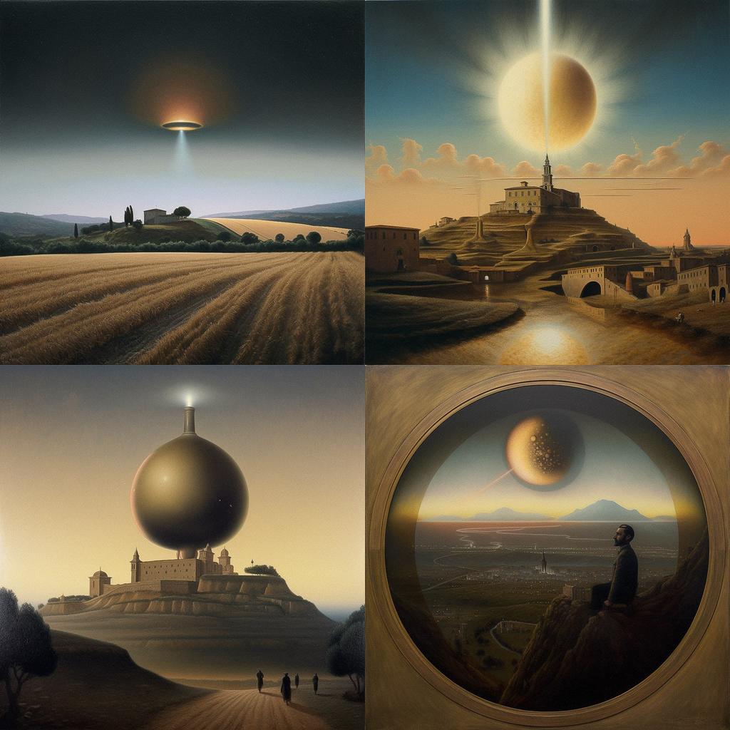 Laurent Grasso style, Midjourney V5, render 1 of 4