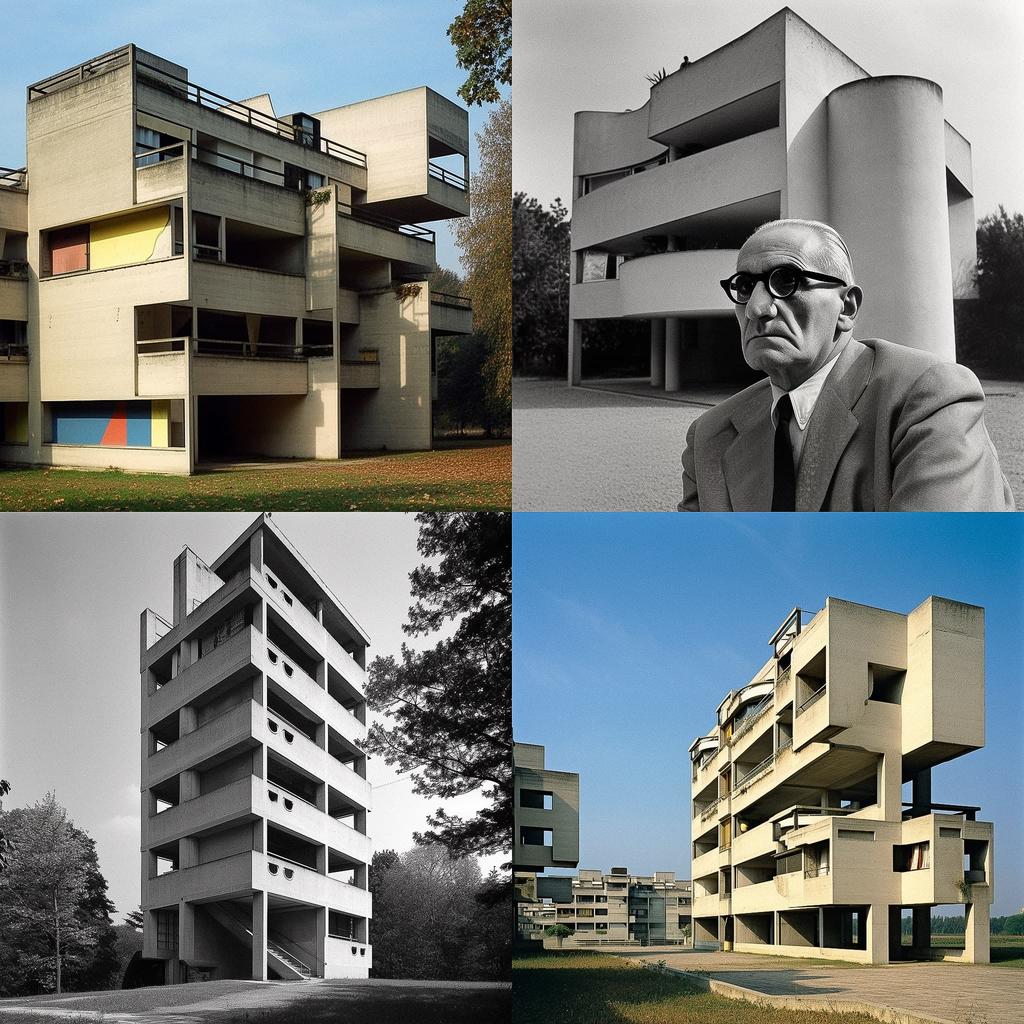 Le Corbusier style, Midjourney V5, render 1 of 4