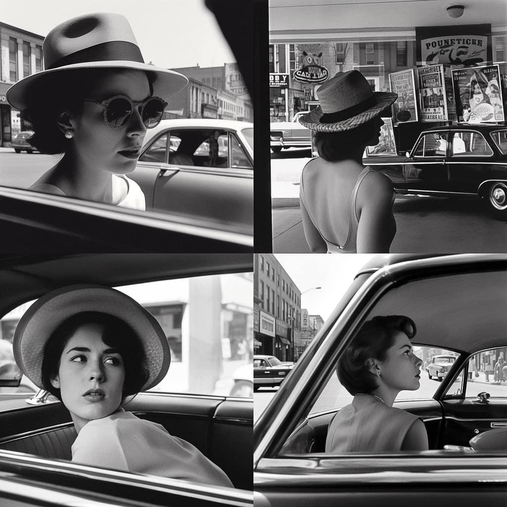 Lee Friedlander style, Midjourney V5, render 1 of 4