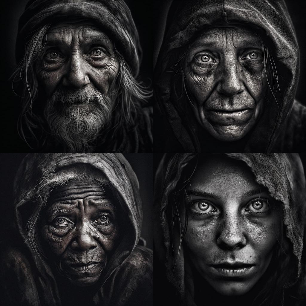 Lee Jeffries style, Midjourney V5, render 1 of 4