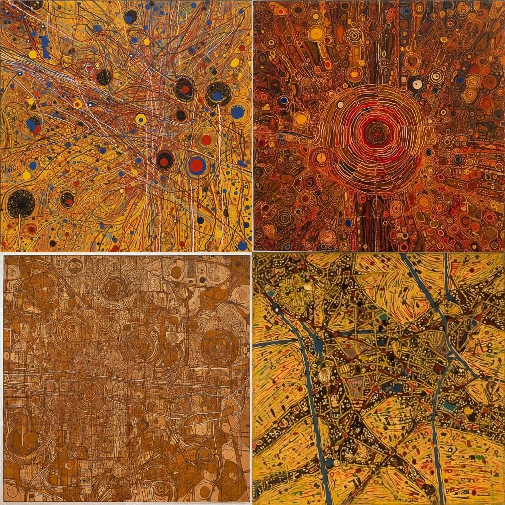 Lee Mullican style, Midjourney V5, render 1 of 4