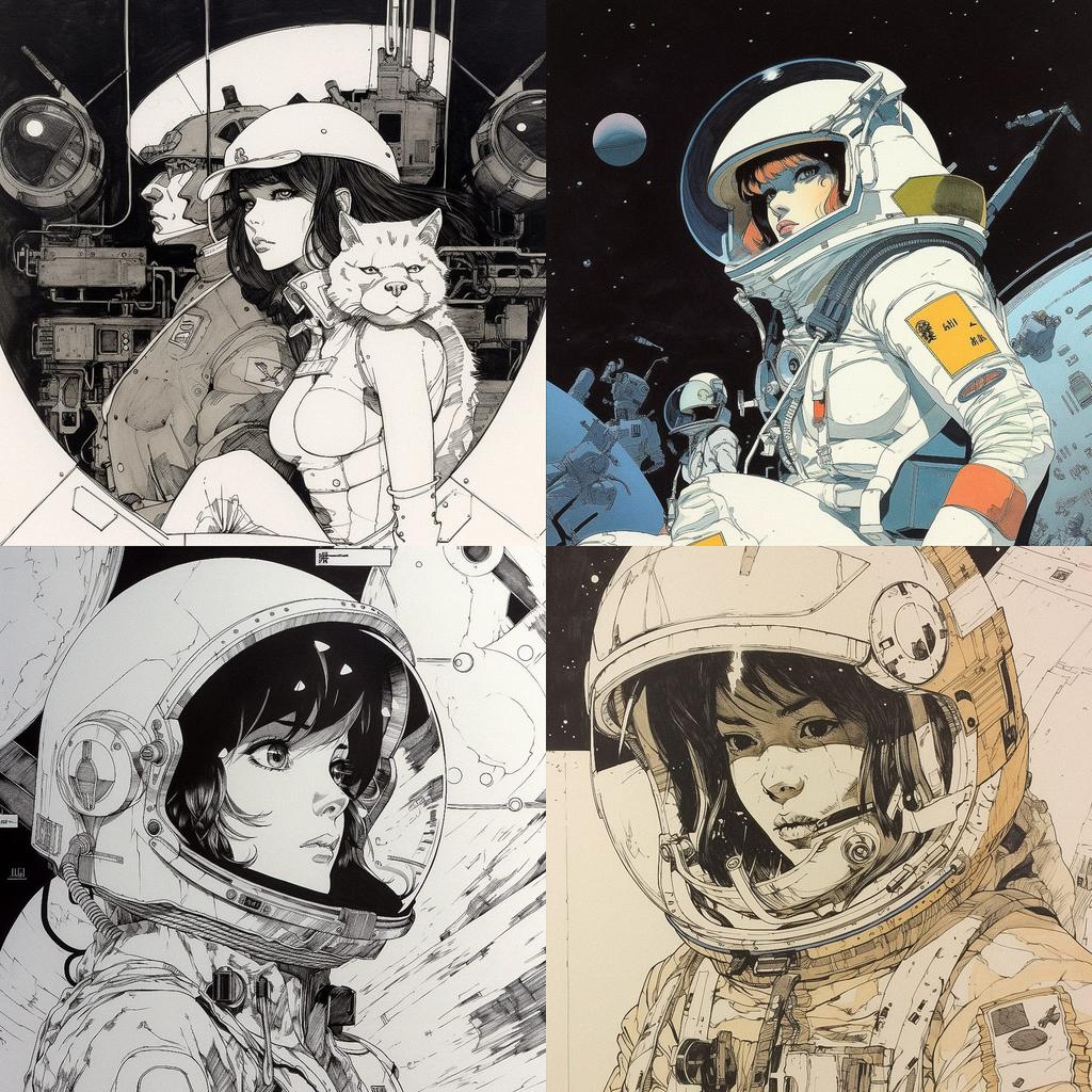 Leiji Matsumoto style, Midjourney V5, render 1 of 4