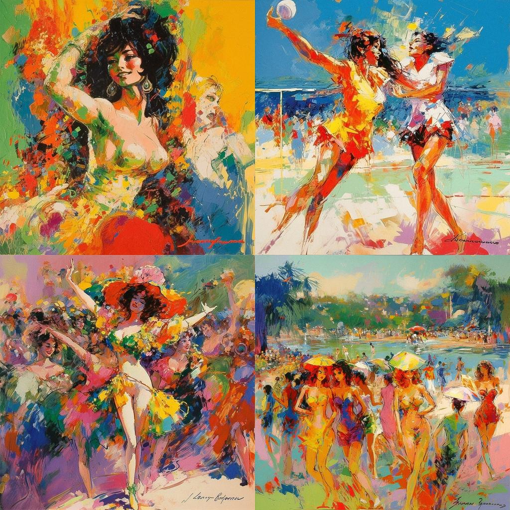 LeRoy Neiman style, Midjourney V5, render 1 of 4