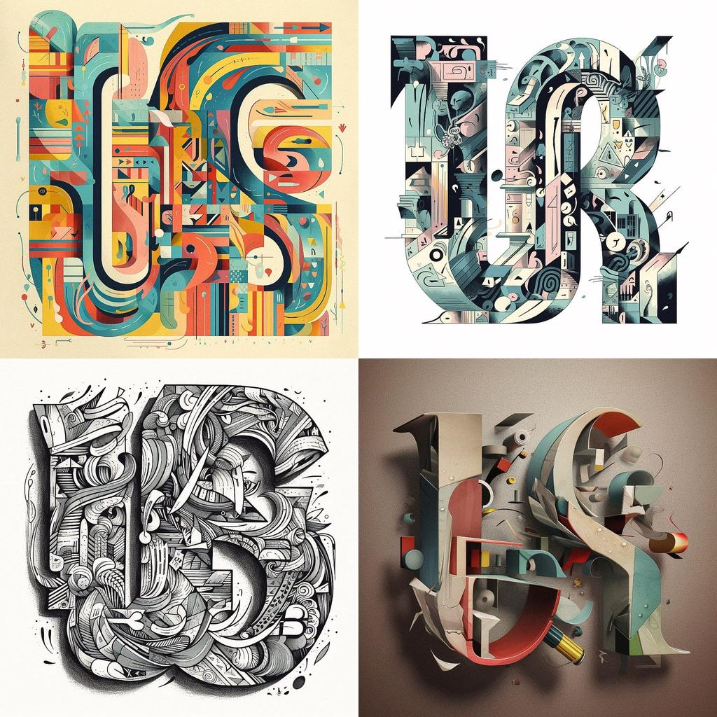 Letterism style, Midjourney V5, render 1 of 4