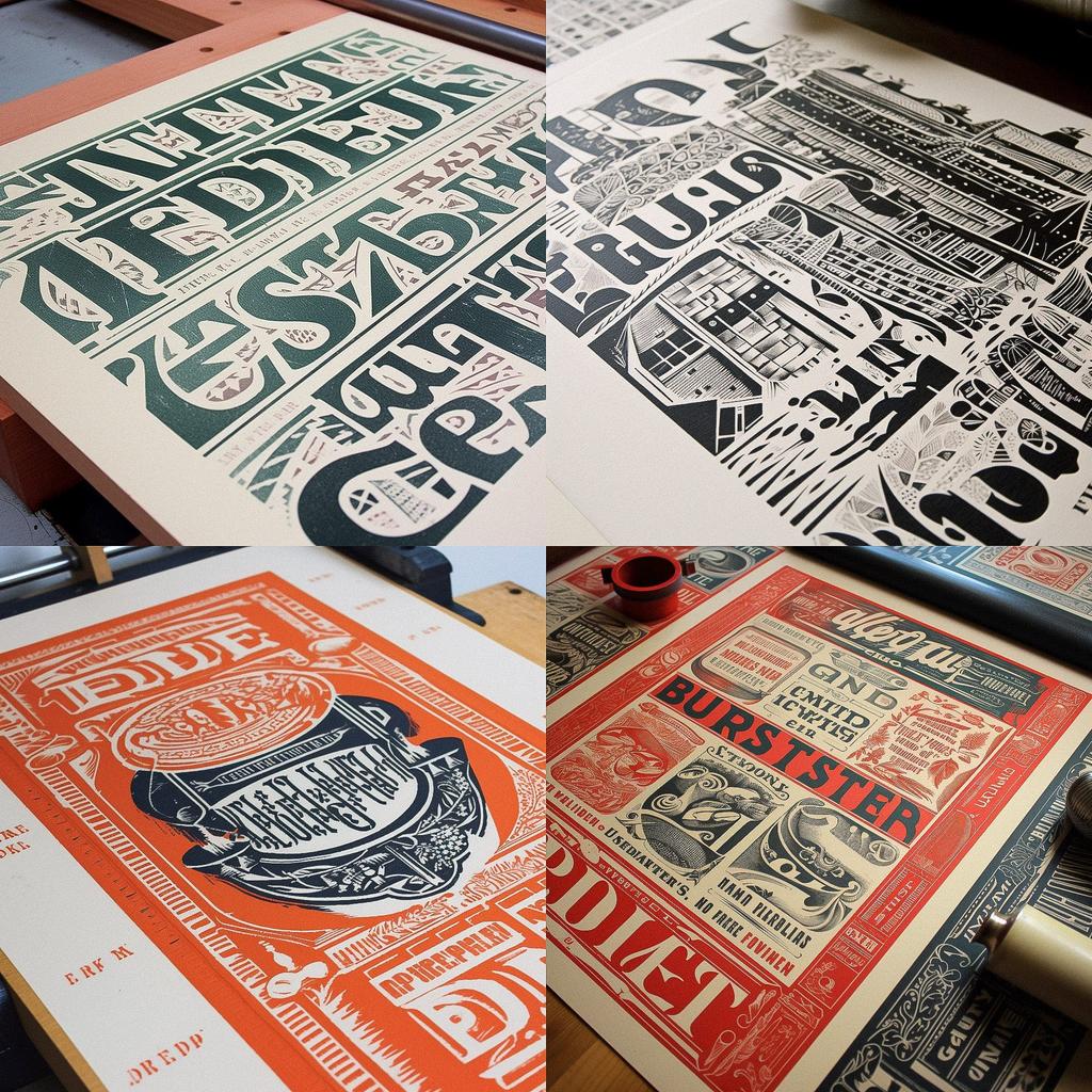 Letterpress print style, Midjourney V5, render 1 of 4