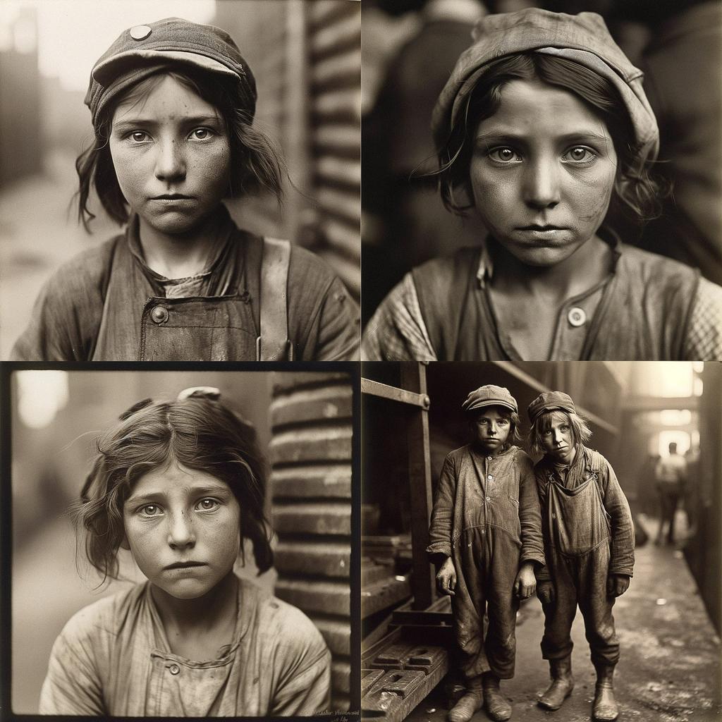 Lewis Hine style, Midjourney V5, render 1 of 4