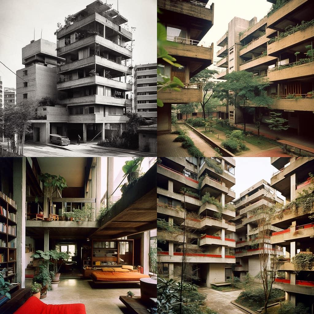 Lina Bo Bardi style, Midjourney V5, render 1 of 4