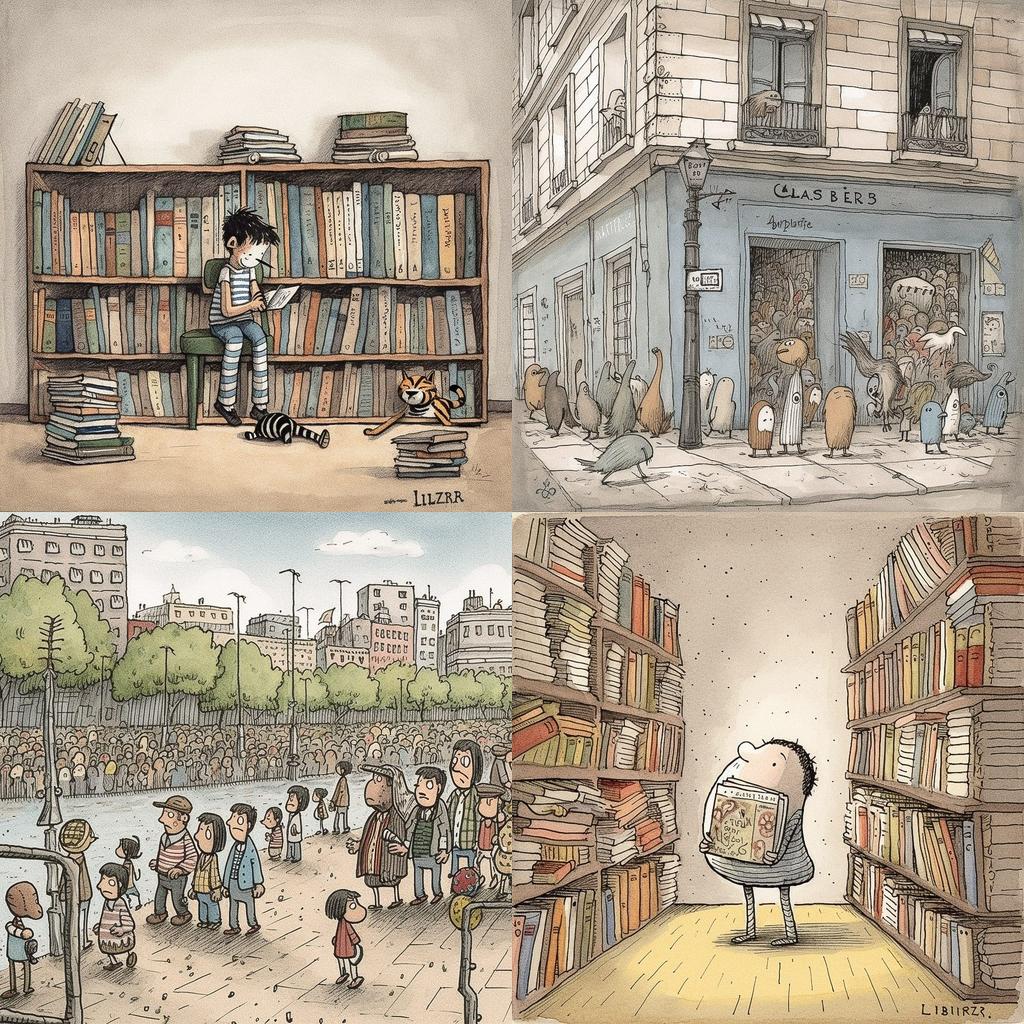 Liniers style, Midjourney V5, render 1 of 4