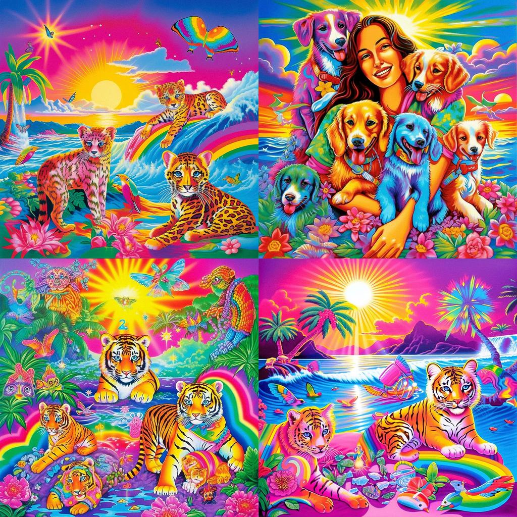 Lisa Frank style, Midjourney V5, render 1 of 4