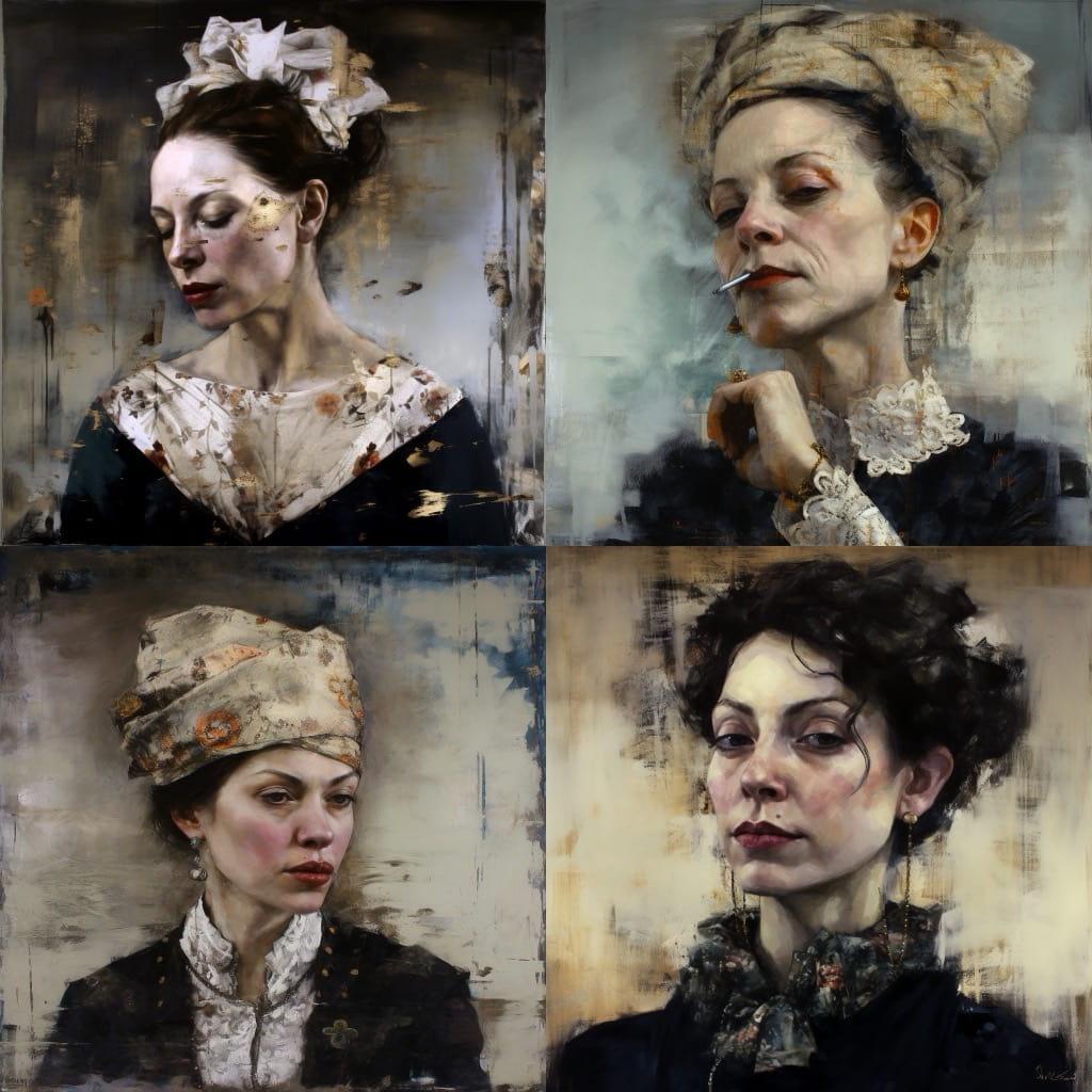 Lita Cabellut style, Midjourney V5, render 1 of 4