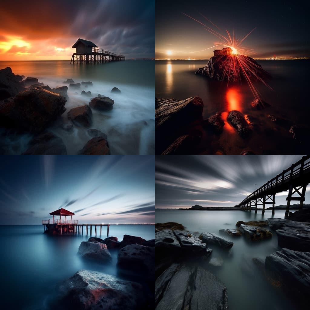Long exposure photography style, Midjourney V5, render 1 of 4