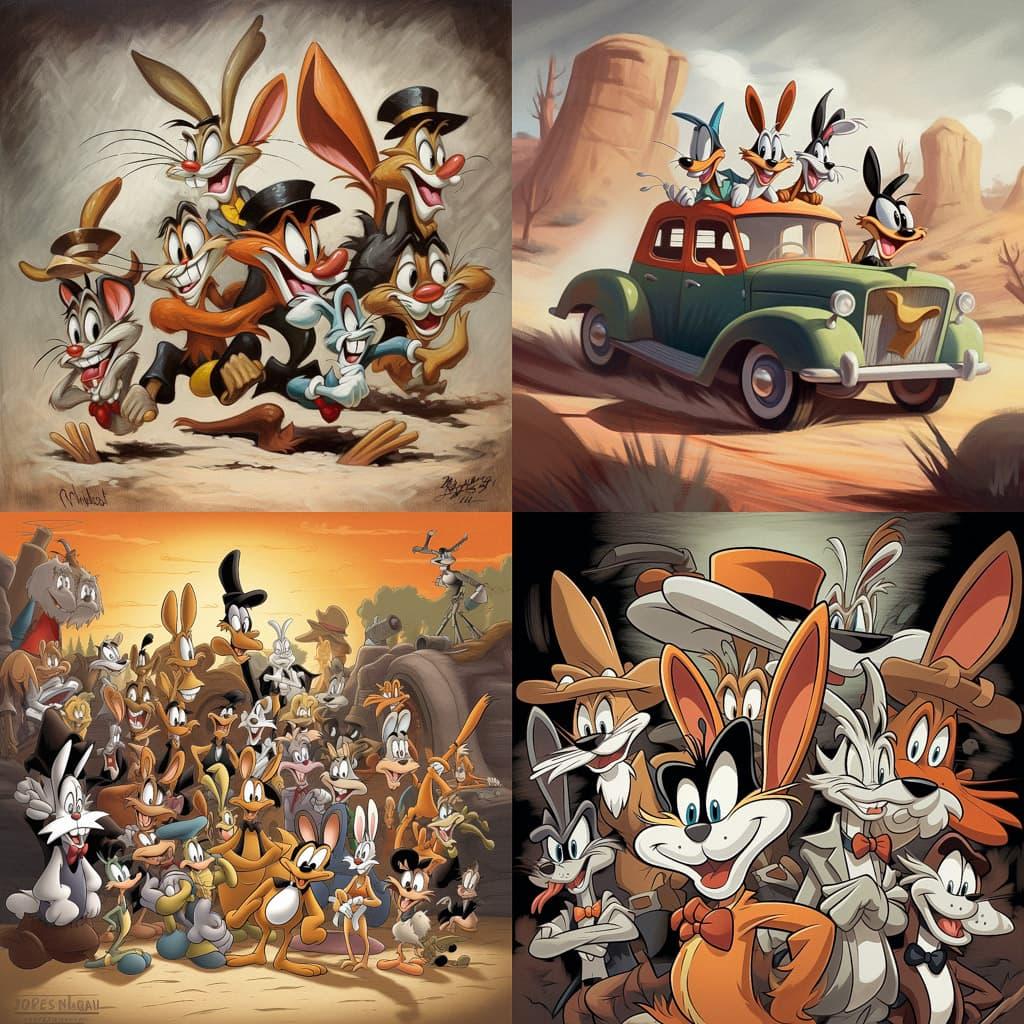 Looney Tunes style, Midjourney V5, render 1 of 4