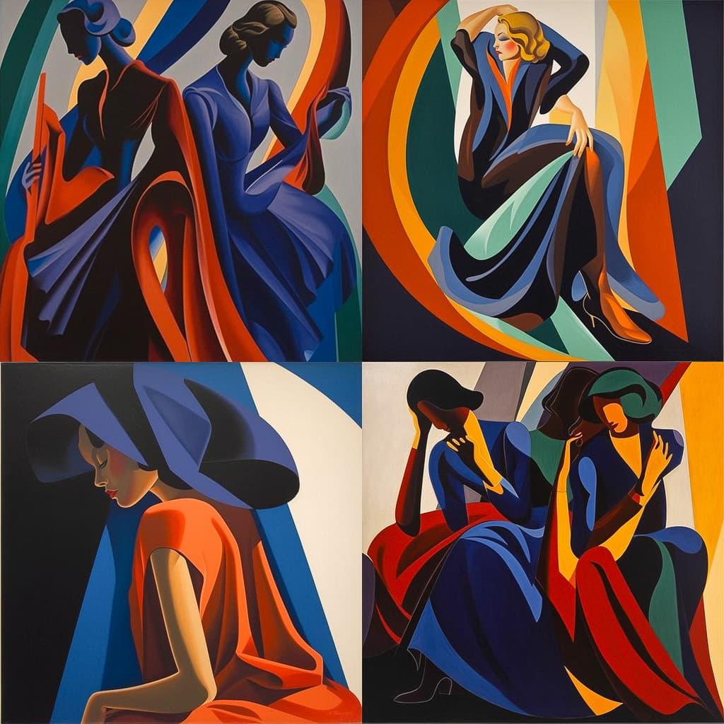 Lorser Feitelson style, Midjourney V5, render 1 of 4