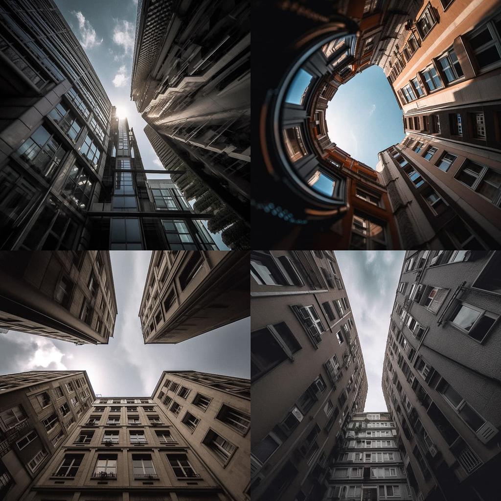 Low angle style, Midjourney V5, render 1 of 4