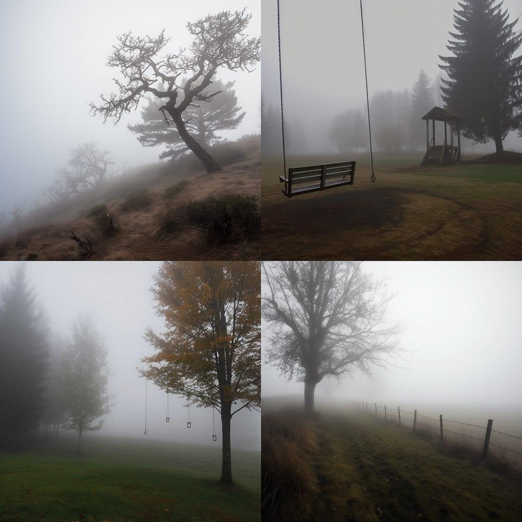 Low-hanging fog style, Midjourney V5, render 1 of 4