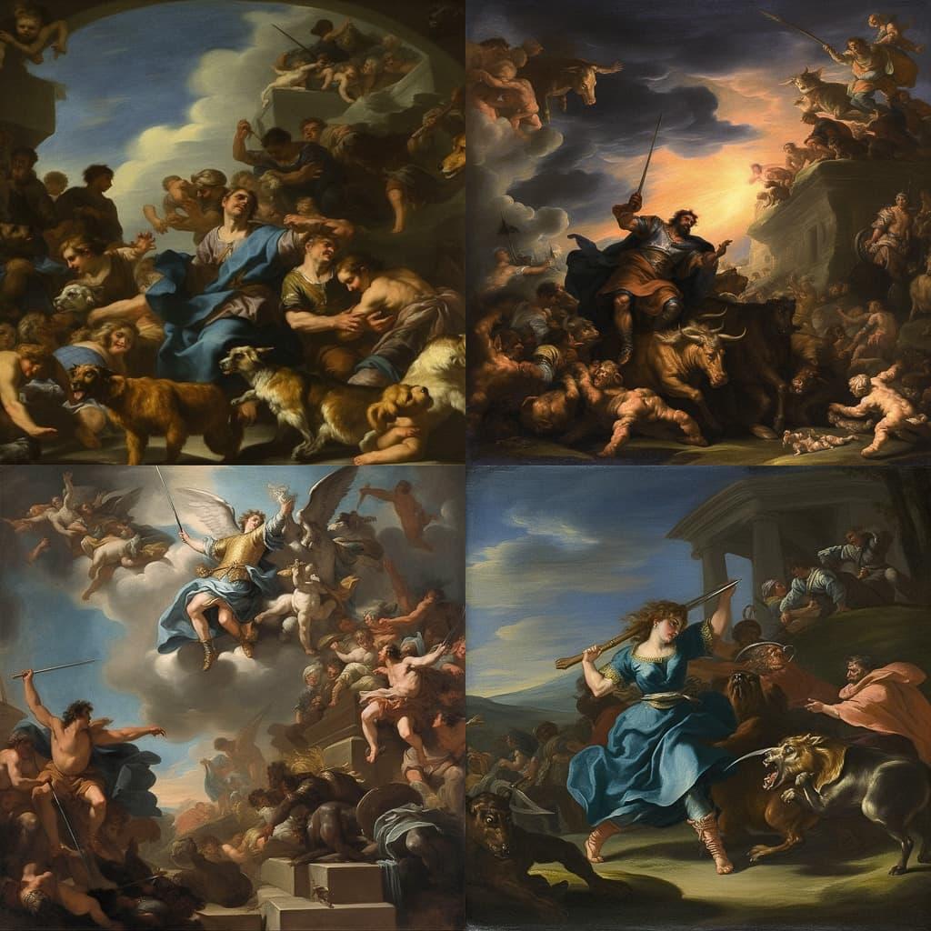 Luca Giordano style, Midjourney V5, render 1 of 4