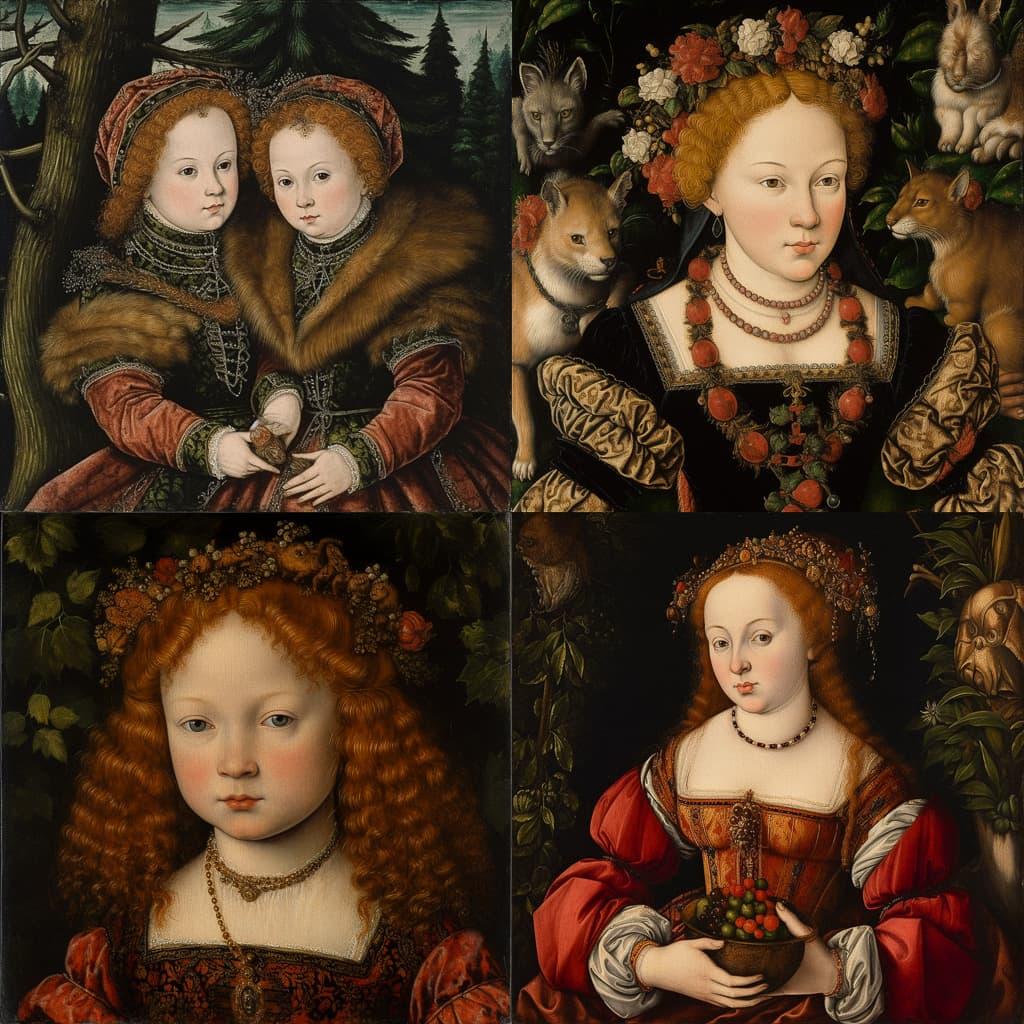 Lucas Cranach the Younger style, Midjourney V5, render 1 of 4