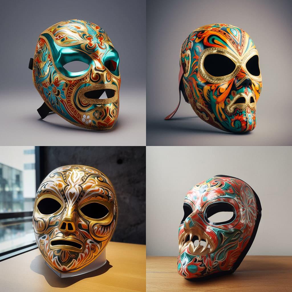 Lucha Libre mask style, Midjourney V5, render 1 of 4