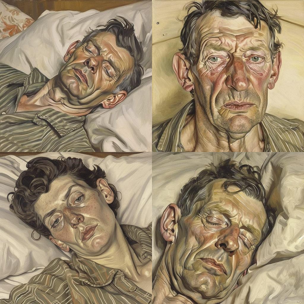 Lucian Freud style, Midjourney V5, render 1 of 4