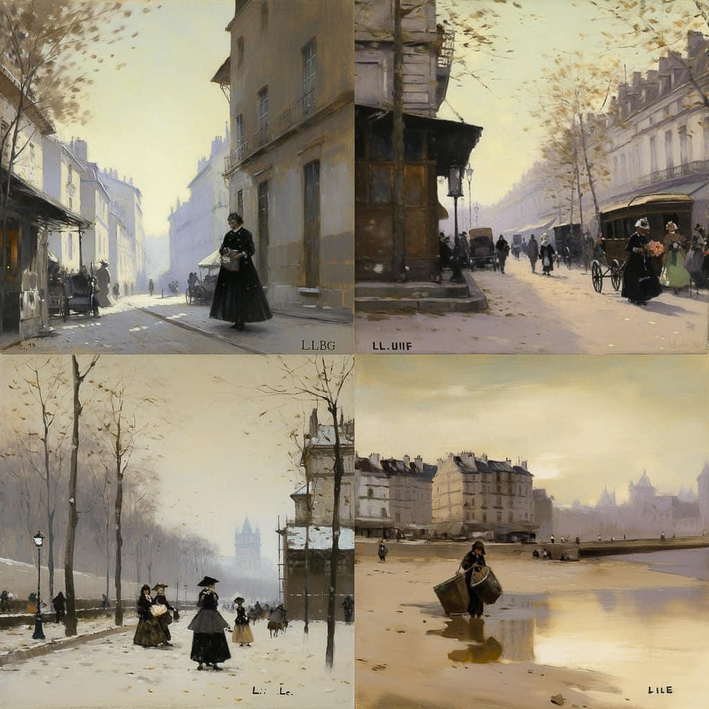Luigi Loir style, Midjourney V5, render 1 of 4