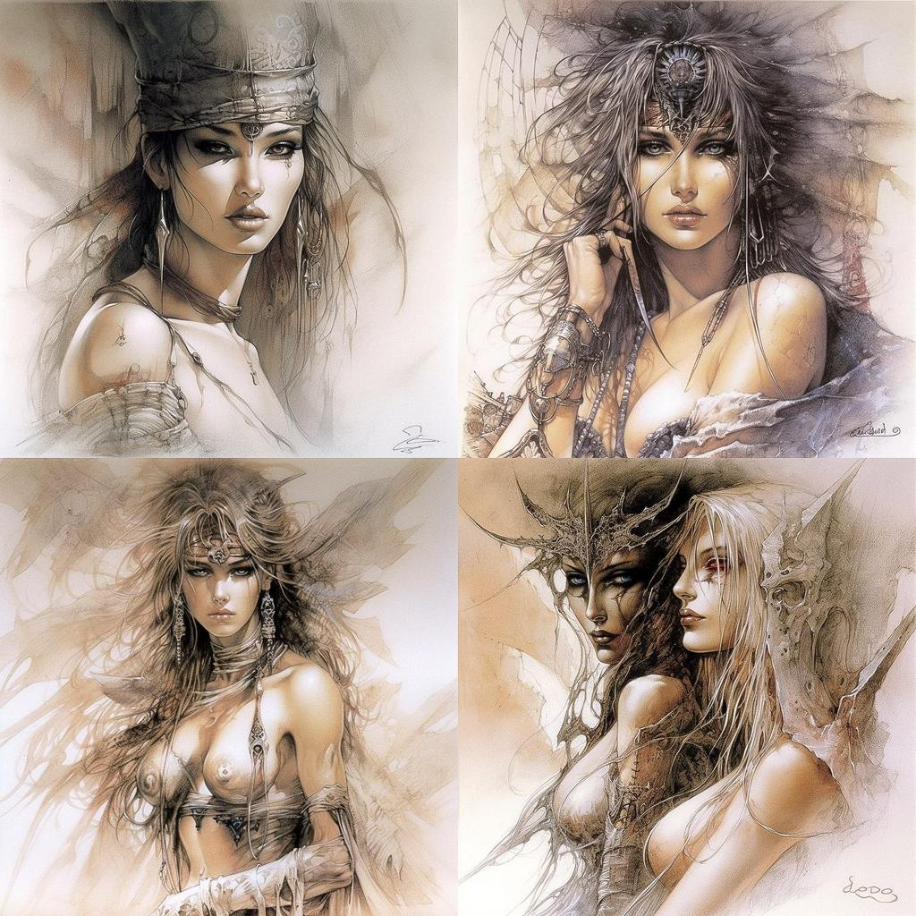 Luis Royo style, Midjourney V5, render 1 of 4