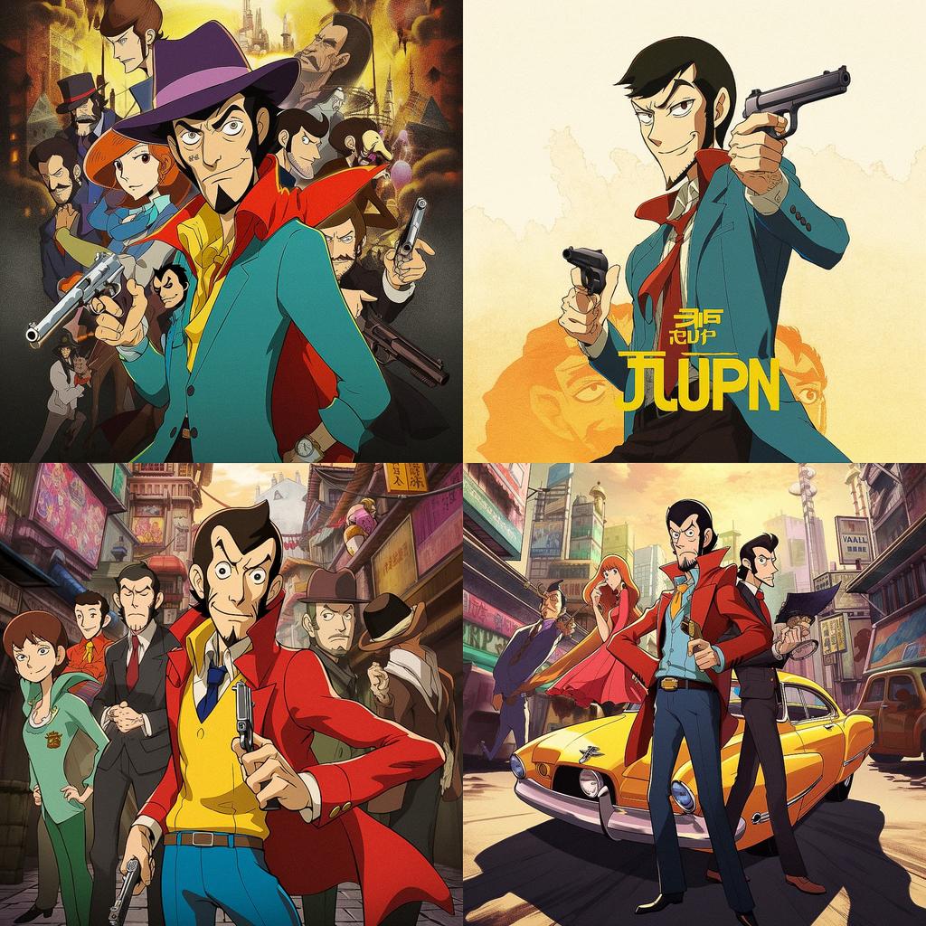 Lupin the Third style, Midjourney V5, render 1 of 4