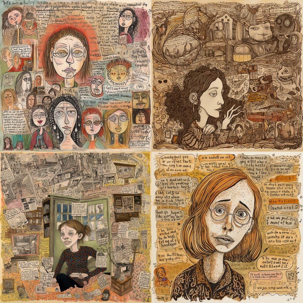 Lynda Barry style, Midjourney V5, render 1 of 4