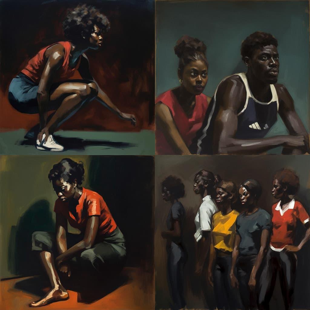 Lynette Yiadom-Boakye style, Midjourney V5, render 1 of 4
