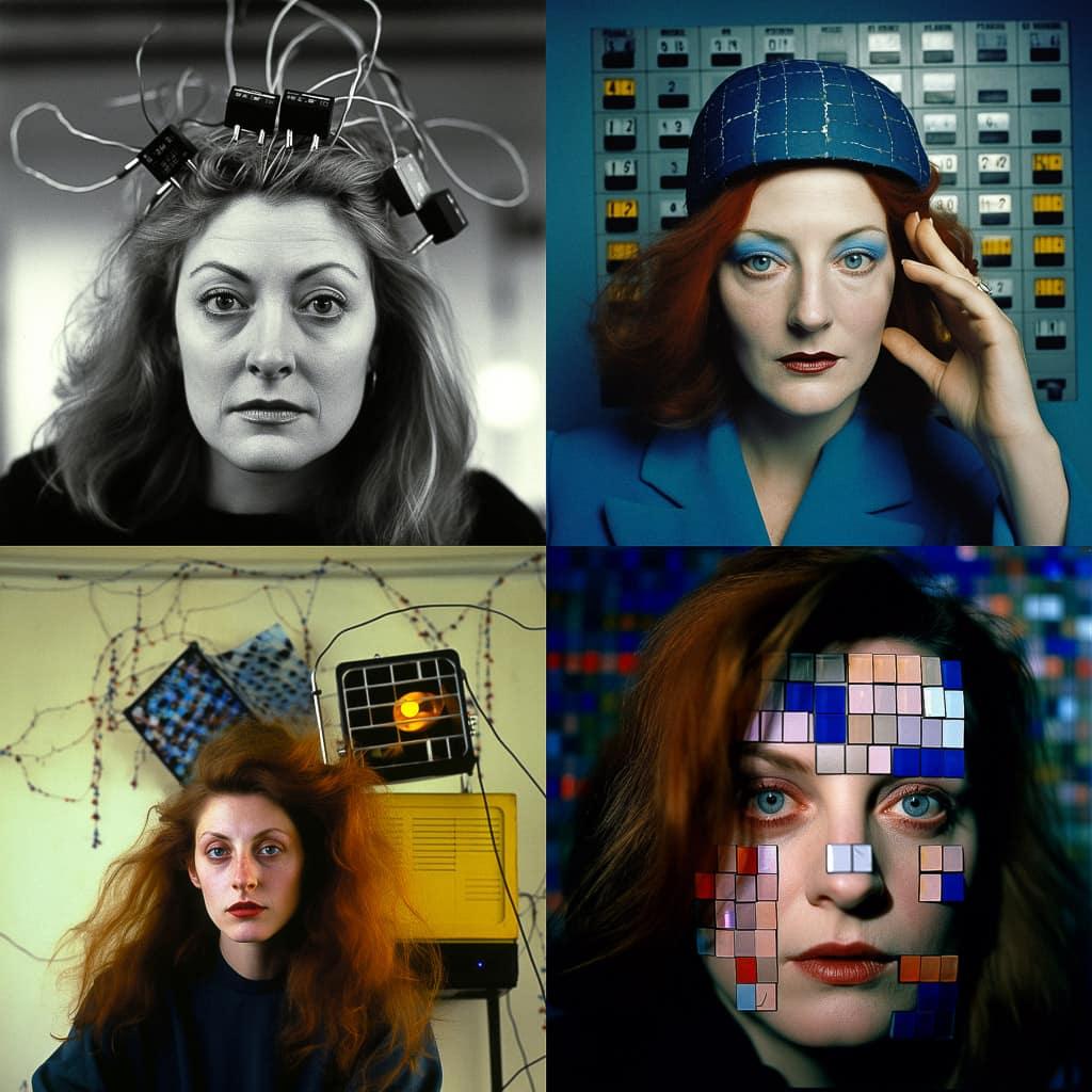 Lynn Hershman Leeson style, Midjourney V5, render 1 of 4