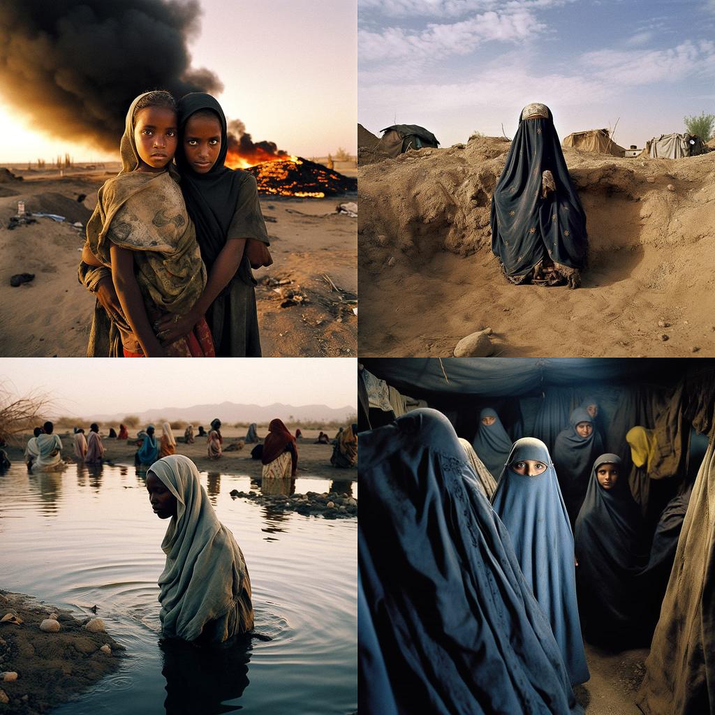 Lynsey Addario style, Midjourney V5, render 1 of 4