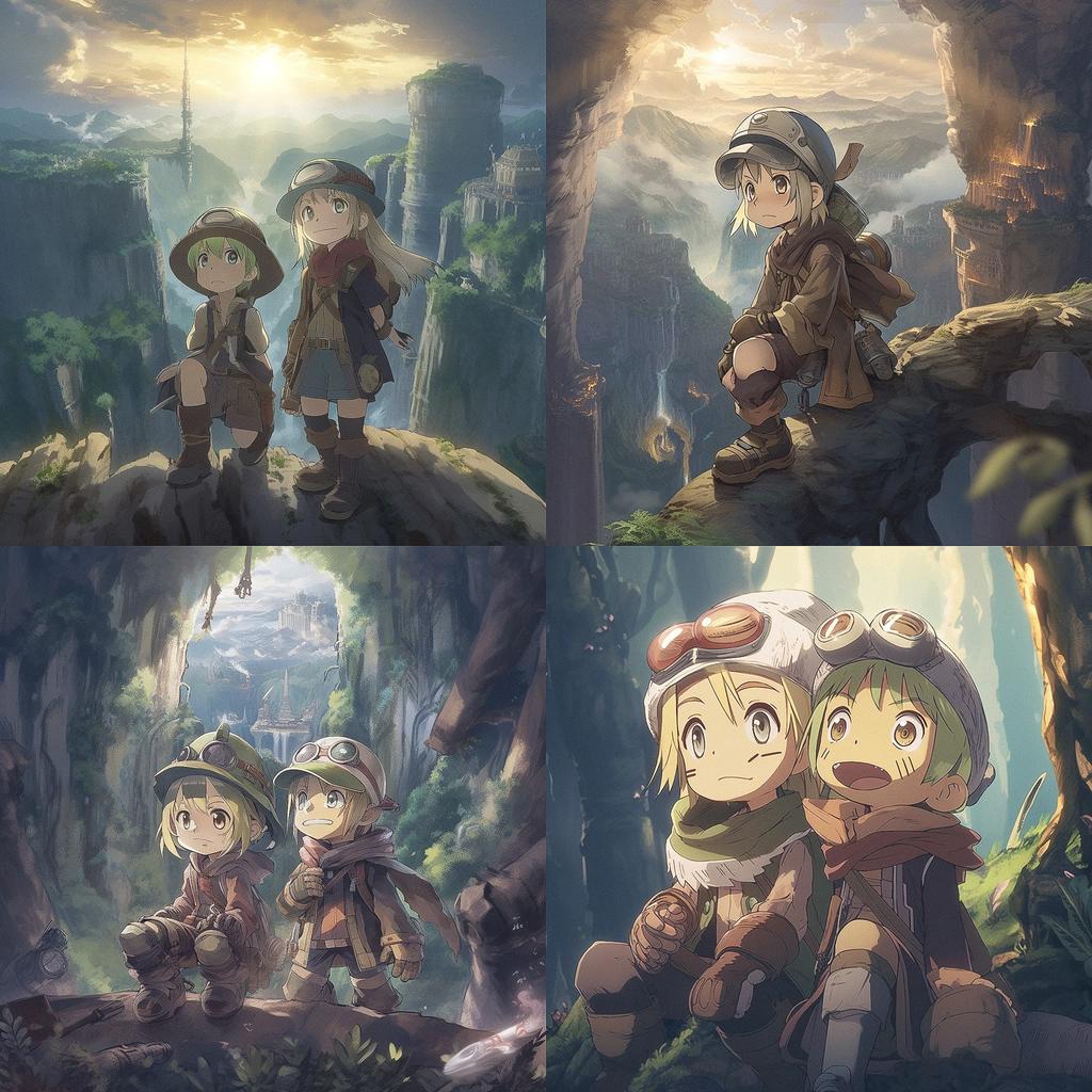 Made in Abyss style, Midjourney V5, render 1 of 4
