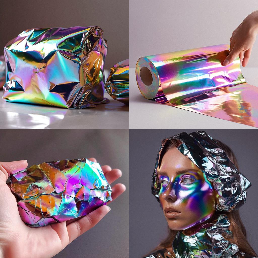 Made of iridescent foil style, Midjourney V5, render 1 of 4